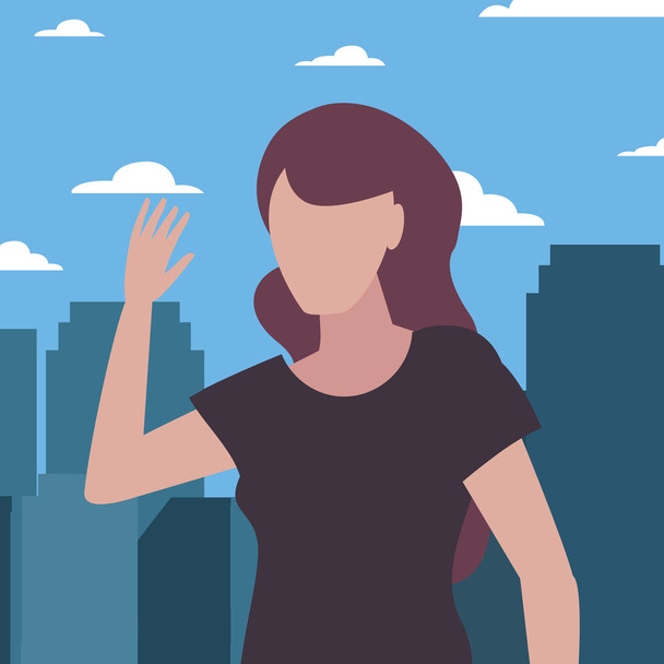 donna avatar personaggio paesaggio urbano sfondo
 - Vettoriali, immagini