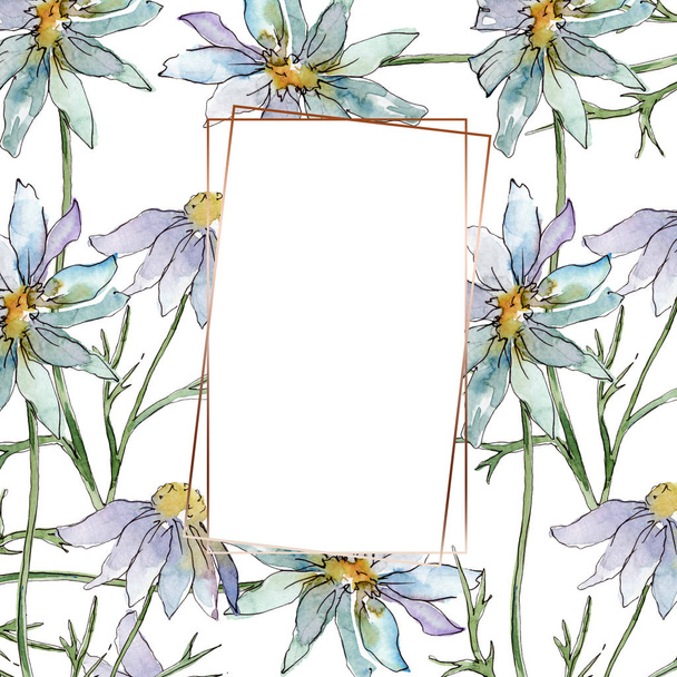 Wildflowers floral botanical flowers. Wild spring leaf wildflower isolated. Watercolor background illustration set. Watercolour drawing fashion aquarelle isolated. Frame border ornament square. - Foto, imagen