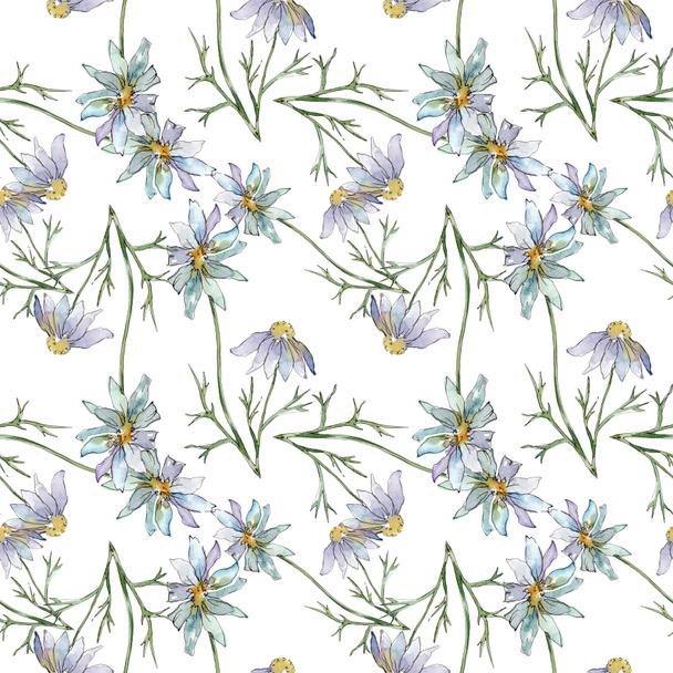Wildflowers floral botanical flowers. Wild spring leaf wildflower. Watercolor illustration set. Watercolour drawing fashion aquarelle. Seamless background pattern. Fabric wallpaper print texture. - Fotoğraf, Görsel