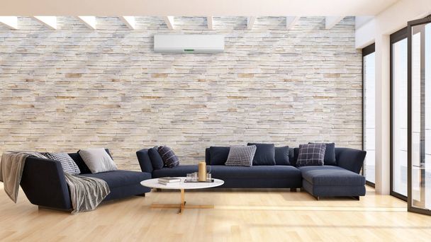 large luxury modern bright interiors with air conditioning illus - Foto, Bild