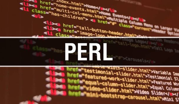 プログラムを開発するためのコードを使用したPerlコンセプトイラストレーション - 写真・画像