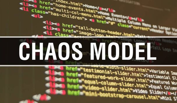 Chaos Modell Konzept Illustration mit Code für die Entwicklung progr - Foto, Bild