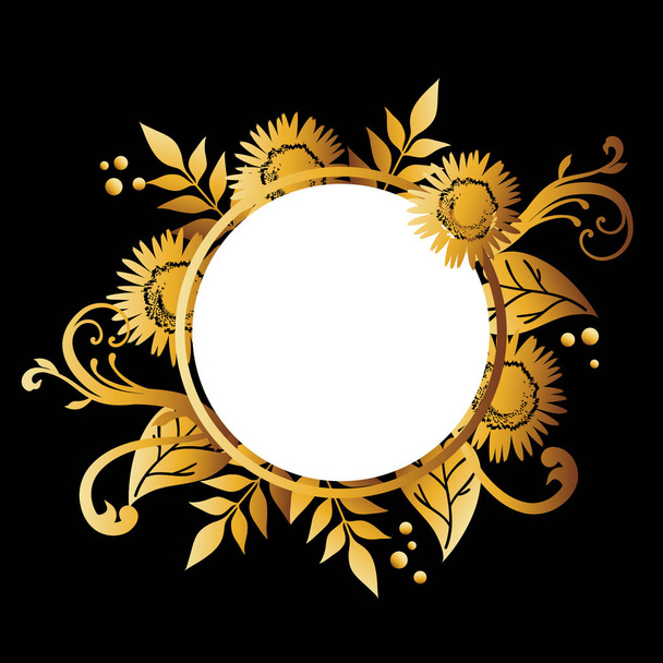 vector background of golden sunflowers - Vektor, obrázek