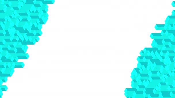 Würfelbox quadratische Leiste 3D virtuelle isometrische Shuffle-Wellenmuster, Blockchain-Technologie Konzept Design Illustration blaue Farbe auf weißem Hintergrund nahtlose Looping-Animation 4k, mit Kopierraum  - Filmmaterial, Video