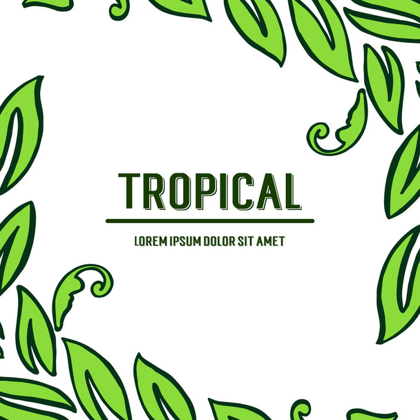 Lettering of summer tropical with pattern art of green leaves frame. Vector - Vector, Image