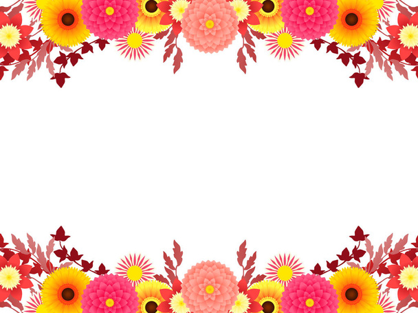 Dahlia i Jesienny kwiat ramka - Wektor, obraz
