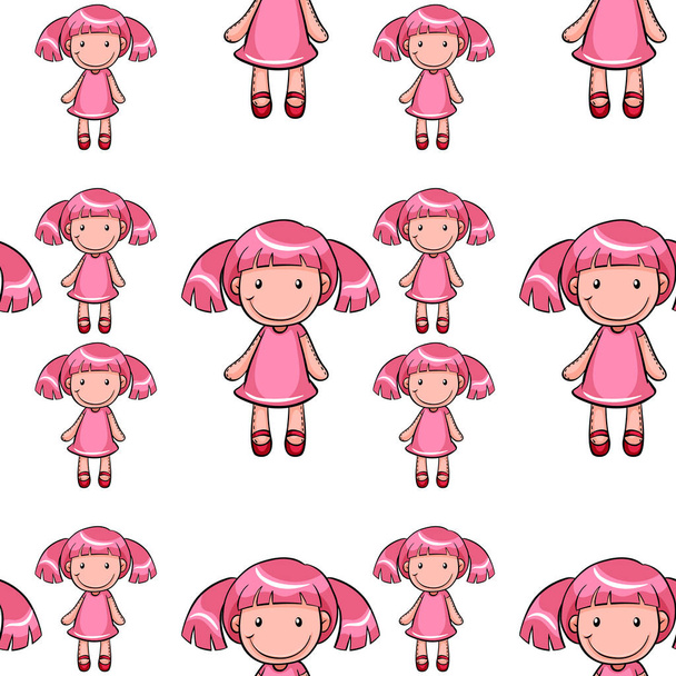 Seamless pattern tile cartoon with toy doll - Vector, Image