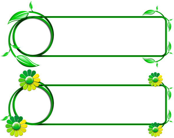 Green Banners with Leaves and Flowers - Photo, Image