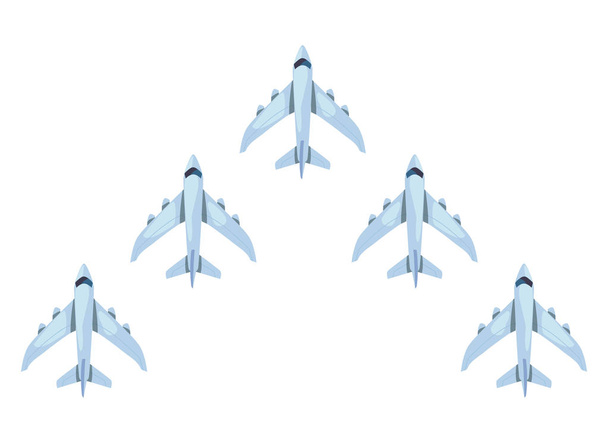 airplanes transport flying on white background - Vector, Image