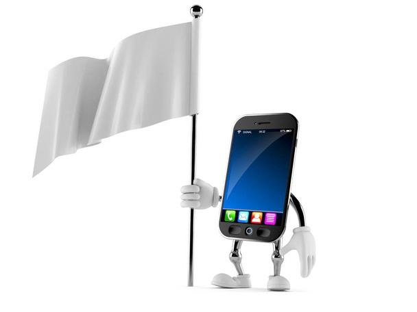 Inteligentny telefon znaków trzyma białą flagę - Zdjęcie, obraz