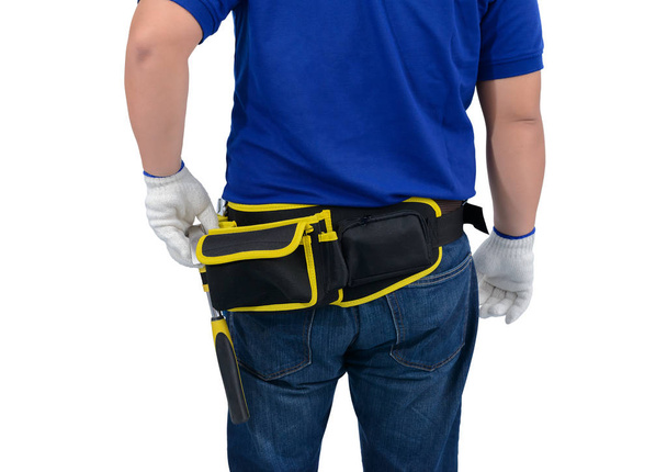 rakennusmies työntekijät sininen paita suojakäsineet, h
 - Valokuva, kuva