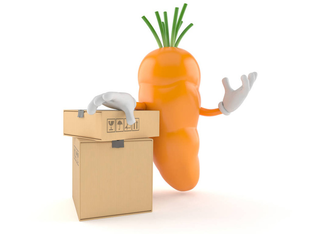 Carrot character with stack of boxes - Photo, Image