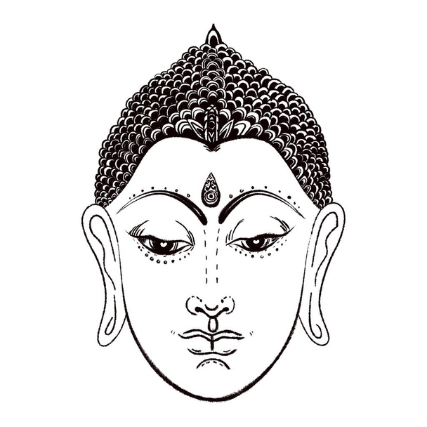 Grafisch zwart-wit met de hand getekend Boeddha - Foto, afbeelding