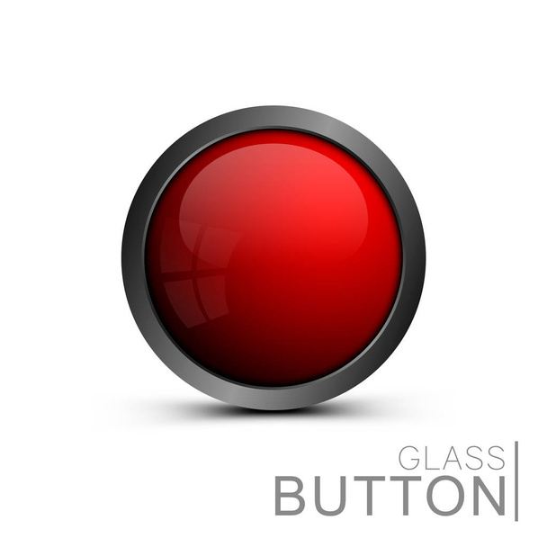 Γυαλιστερό κόκκινο κουμπί για σχεδίαση ιστού. - Διάνυσμα, εικόνα