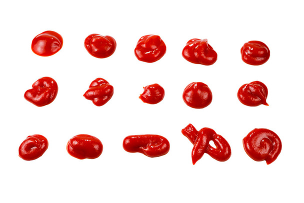 Κόκκινες σάλτσες που απομονώνονται σε λευκό φόντο. Κέτσαπ. - Φωτογραφία, εικόνα