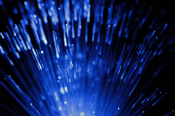 Abstract view of Optical Fibers of blue color - Fotoğraf, Görsel