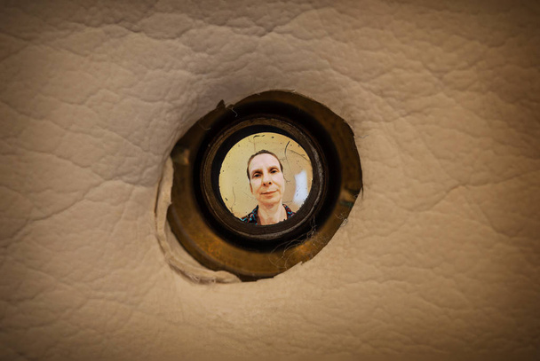 Woman seen through the peephole - Photo, Image