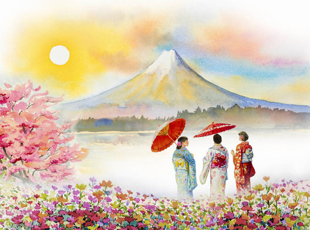 Viajar Monte Fuji de Japón - Famosos lugares de interés de los asiáticos
. - Foto, Imagen