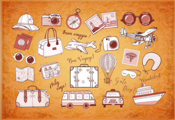 vector illustration of stylish travel background - Vettoriali, immagini