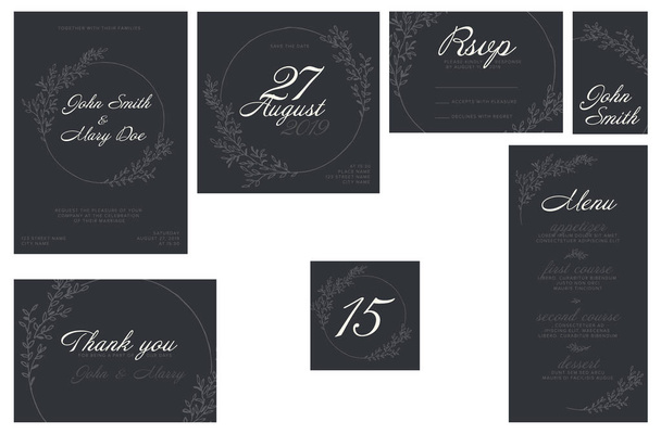 Düğün paketi toplama kartı şablonları - Vektör, Görsel