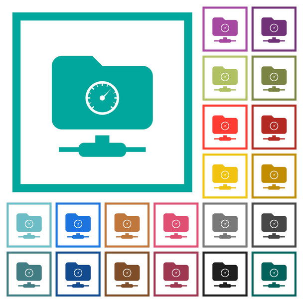 Iconos de color plano de cuota FTP con marcos de cuadrante
 - Vector, imagen