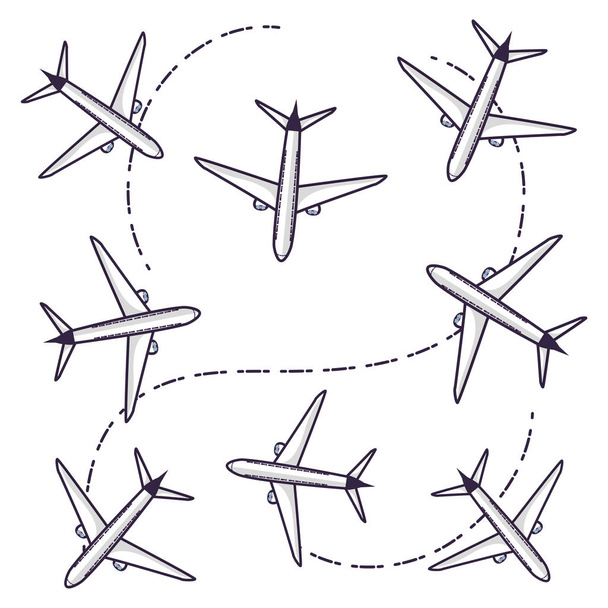 αεροπλάνα που πετούν οχήματα φόντο μοτίβο - Διάνυσμα, εικόνα