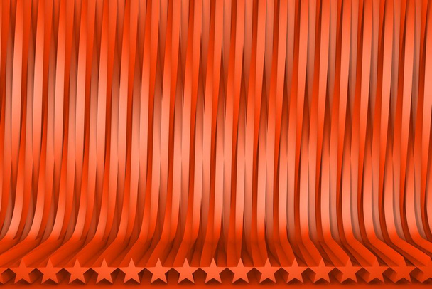 hi-tech red 3D Illustration of abstract background - volumetric surfaces formed by extruded star shape, holiday concept - Φωτογραφία, εικόνα