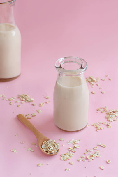 Vegan oat milk, non dairy alternative milk - Фото, изображение