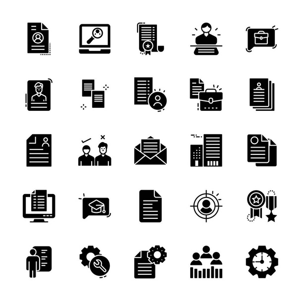 Aqui está um pacote de ícones de currículo de trabalho consistindo de 25 visulas.Ícones editáveis com visuais exclusivos é uma combinação perfeita para agarrar
. - Vetor, Imagem