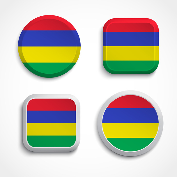 Mauritius flag buttons - Vektör, Görsel