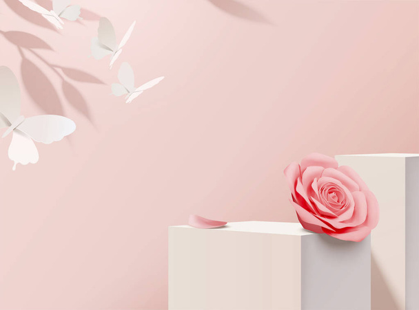 Paper rose decorative background - Vektor, obrázek