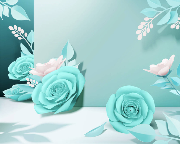 paper light blue rose decorative - Вектор,изображение