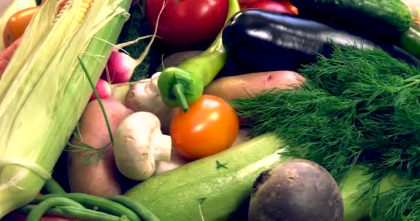 Avrupa 'nın ekolojik olarak temiz bölgelerinde pestisitler olmadan yetiştirilen GMOS olmadan organik sebzelerden arka plan. - Video, Çekim
