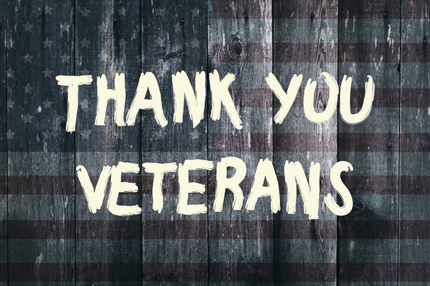 thank you veterans card american flag grunge background - Photo, Image