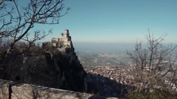 Monte Titano mountain with Guaita tower and view on San-Marino - Footage, Video