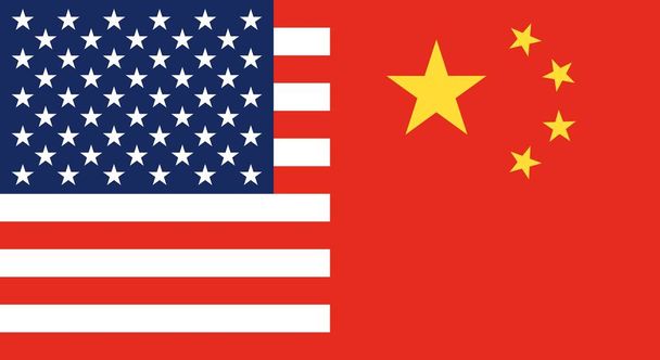 Bandeira da China e Bandeira dos Estados Unidos
 - Vetor, Imagem