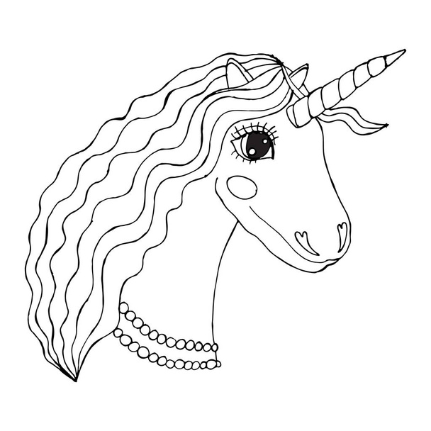 Black line Unicorn for coloring book or page - Διάνυσμα, εικόνα