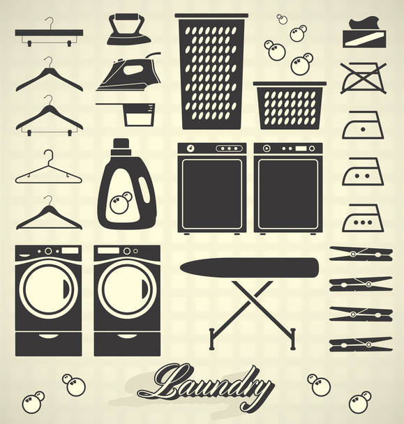 Laundry icons set  Laundry icons, Vintage laundry sign, Soap bubbles