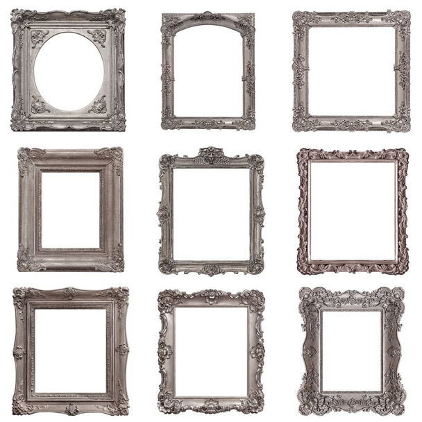 Набір срібних рам для картин, дзеркал або фото ізольованих на білому тлі
 - Фото, зображення