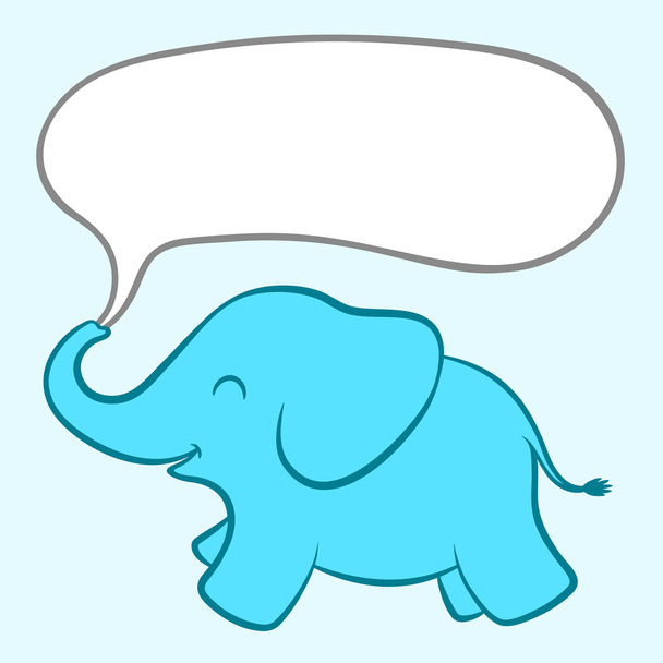 Baby blue elephant with a speech bubble - Vector, Image