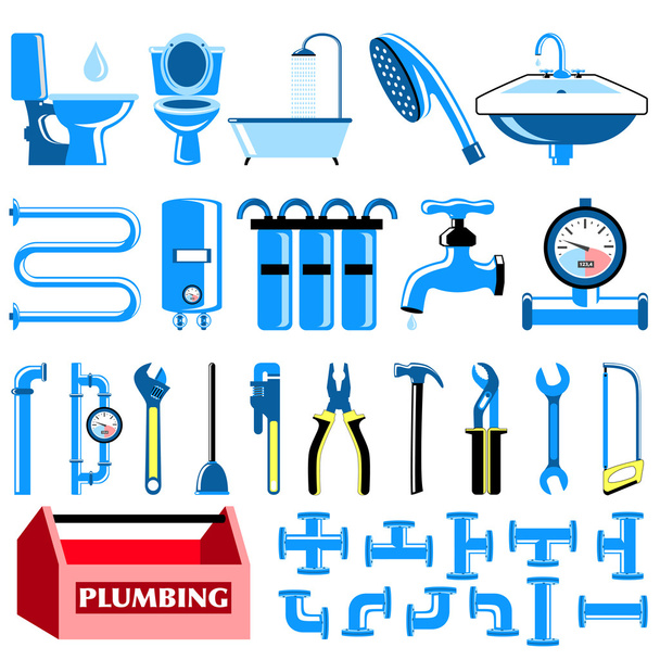 Plumbing colour icons set - Wektor, obraz