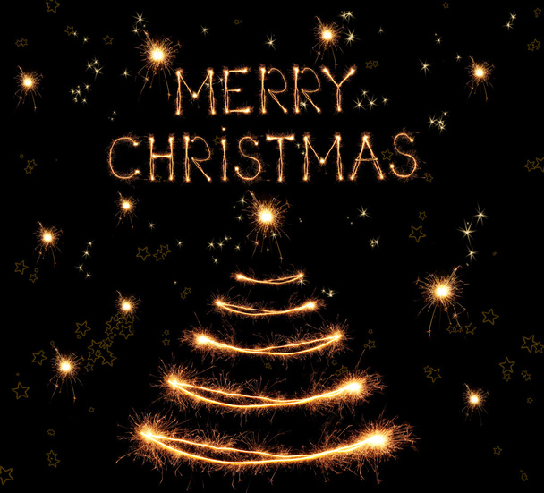 siyah arka plan üzerine parlak Noel ağacı - Fotoğraf, Görsel