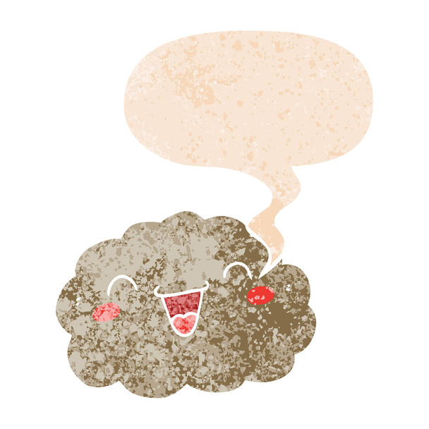 nube de dibujos animados feliz y burbuja de habla en estilo texturizado retro
 - Vector, imagen