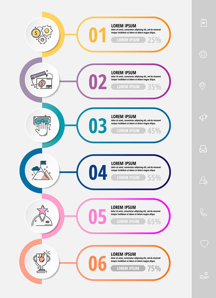 Vector infographic flat template circles for six label, diagram, graph, presentation. Business concept with 6 options. For content, flowchart, step for step, timeline, workflow, marketing - Vector, Image