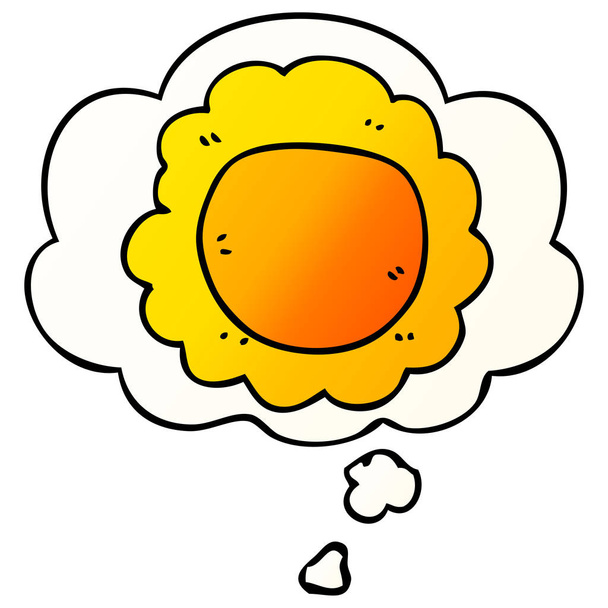 мультяшный цветок и мыслепузырь в гладком градиентном стиле
 - Вектор,изображение