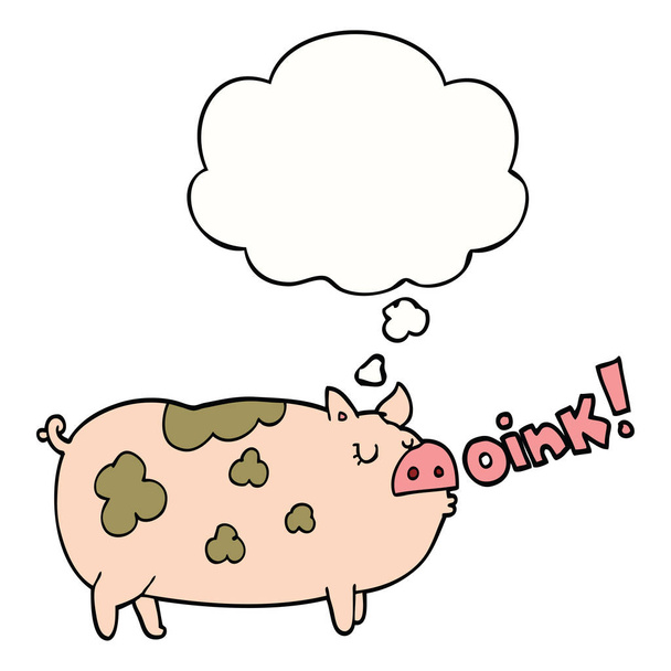 dessin animé oinking cochon et bulle de pensée
 - Vecteur, image