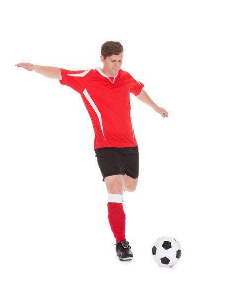 Soccer Player Kicking Ball - Zdjęcie, obraz