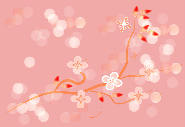 Japanese branch blossom pink background - Photo, Image