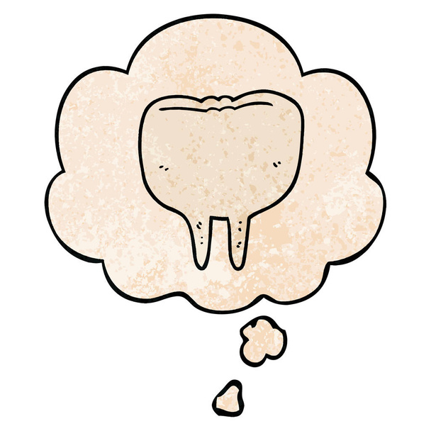 Cartoon Tooth i myśli bańka w grunge tekstury styl wzór - Wektor, obraz