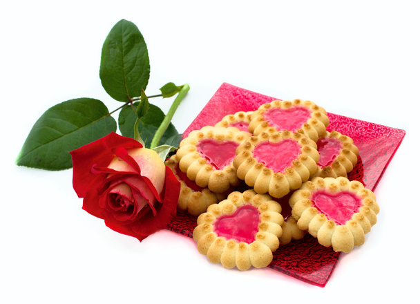 Heart-shaped cookies, rose - Φωτογραφία, εικόνα
